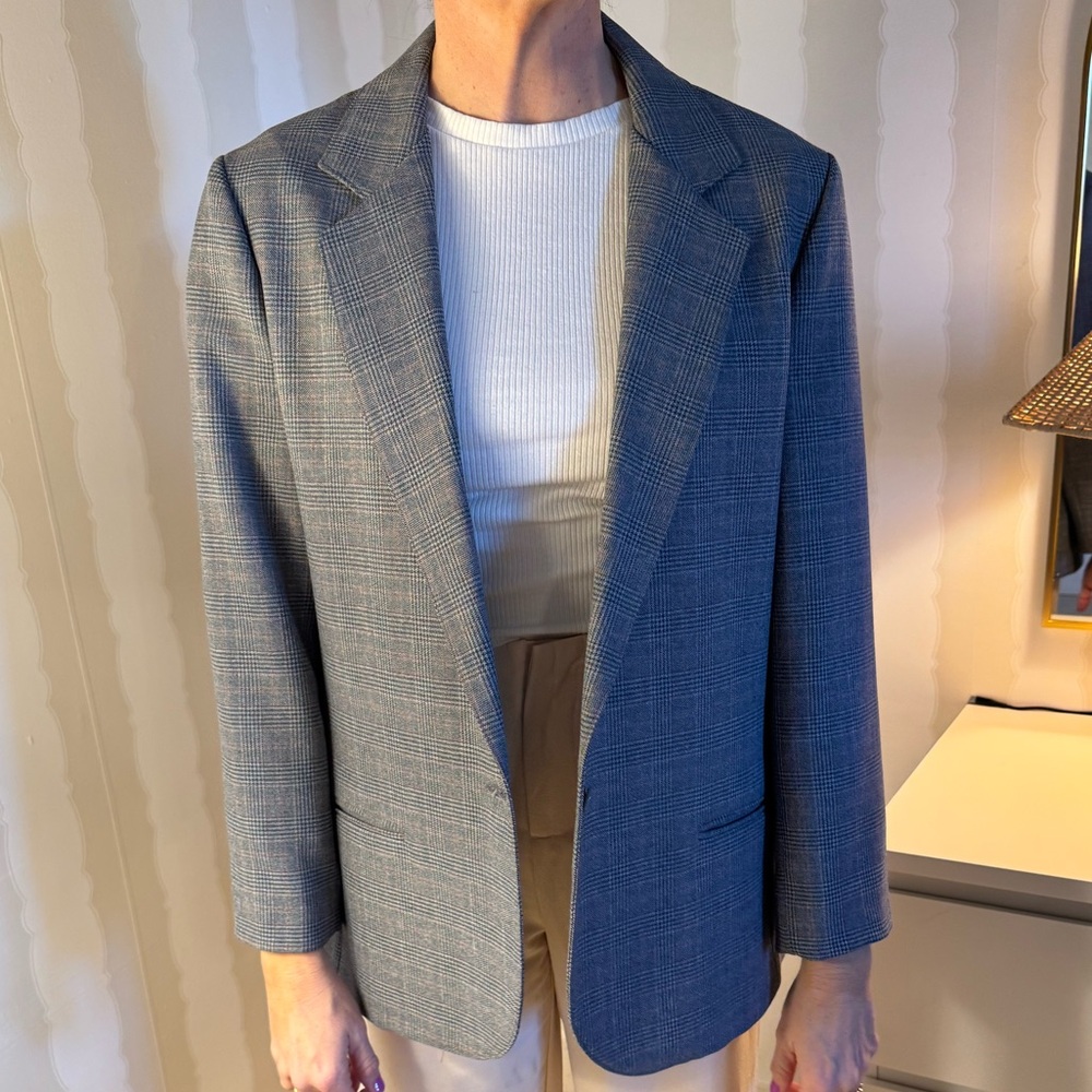Blue plaid blazer